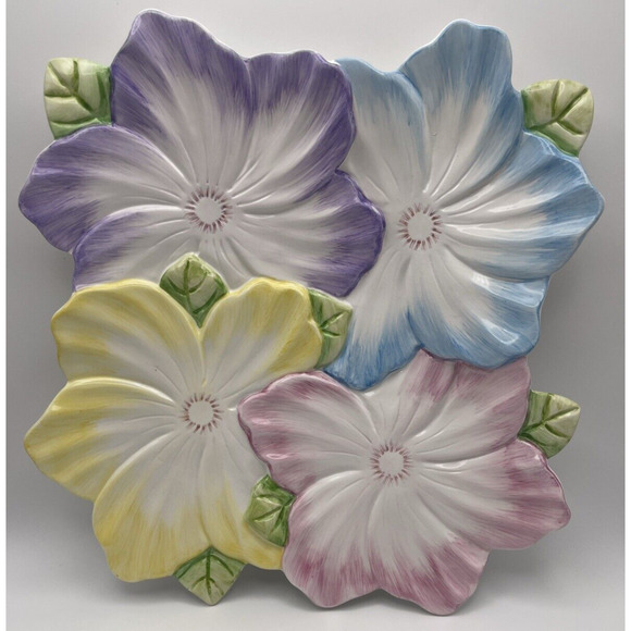 Bombay Company Vintage Pastel Flower Platter/Plate/Tray 12”‎ 1992 - Picture 1 of 8